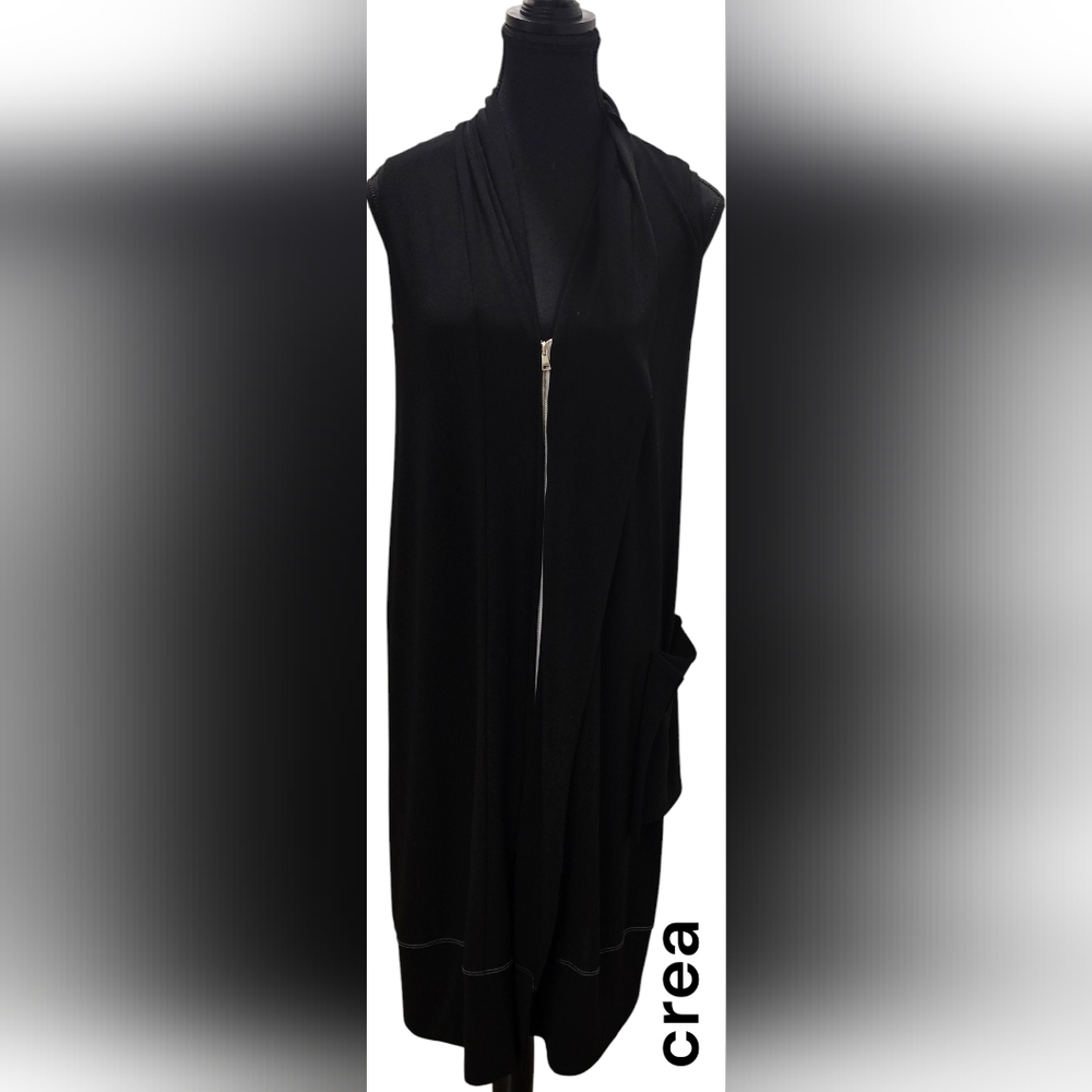 Crea Black Sleeveless Drape Vest